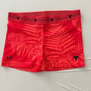 Under Armour Red Fern-Print Project Rock Compression Shorts